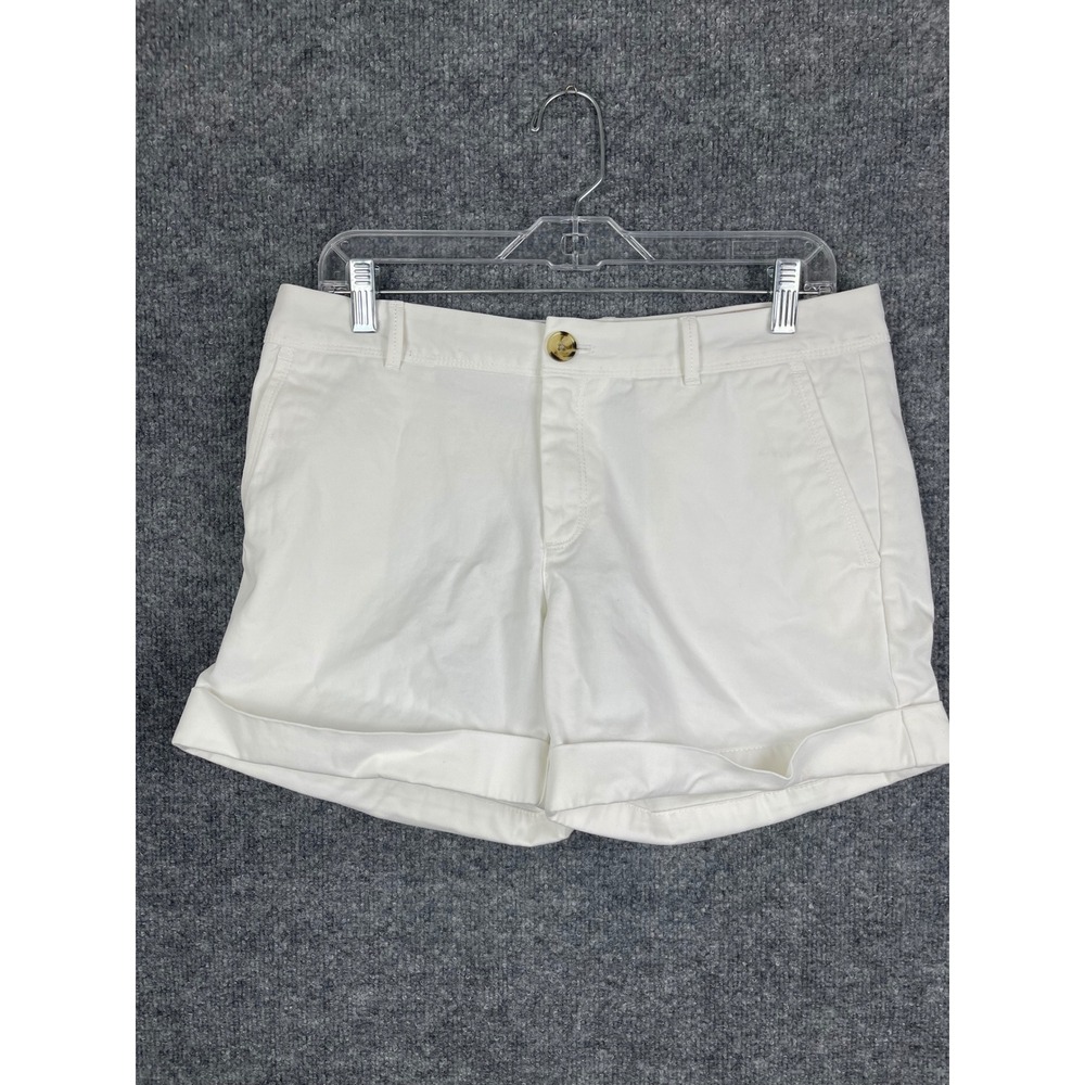 Banana Republic City Chino Shorts Womens 6 White Excellent Rolled Cuff Casual